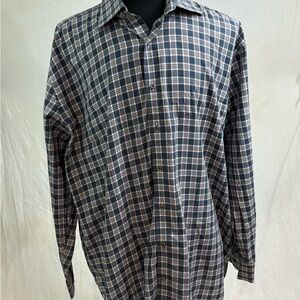 Peter Millar Shirt Mens Extra Extra Large Blue Checks Button Up Long Sleeve